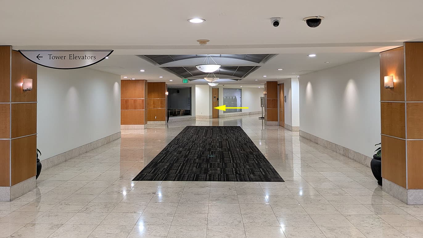 Suite 110 check-in near the Information Desk